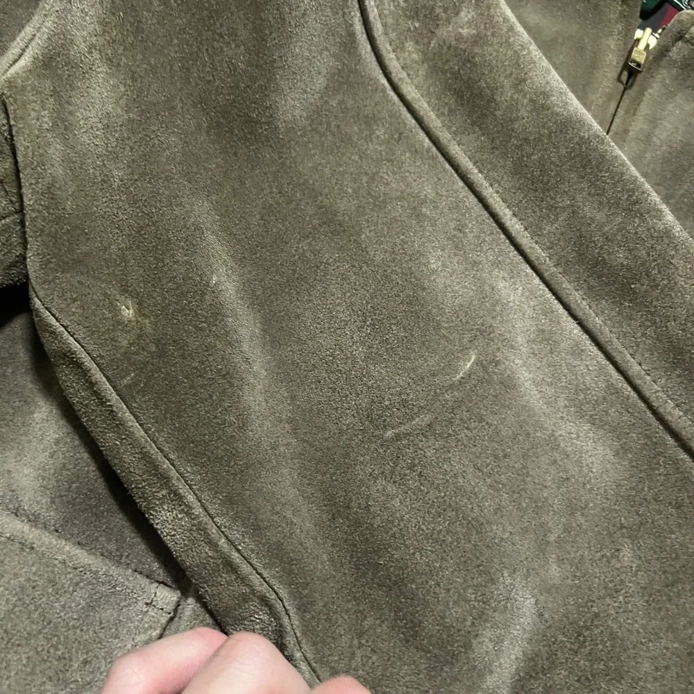 Polo Country Ralph Lauren‎ Vintage Suede Leather Bomber Jacket Tan Mens Large - Picture 8 of 10